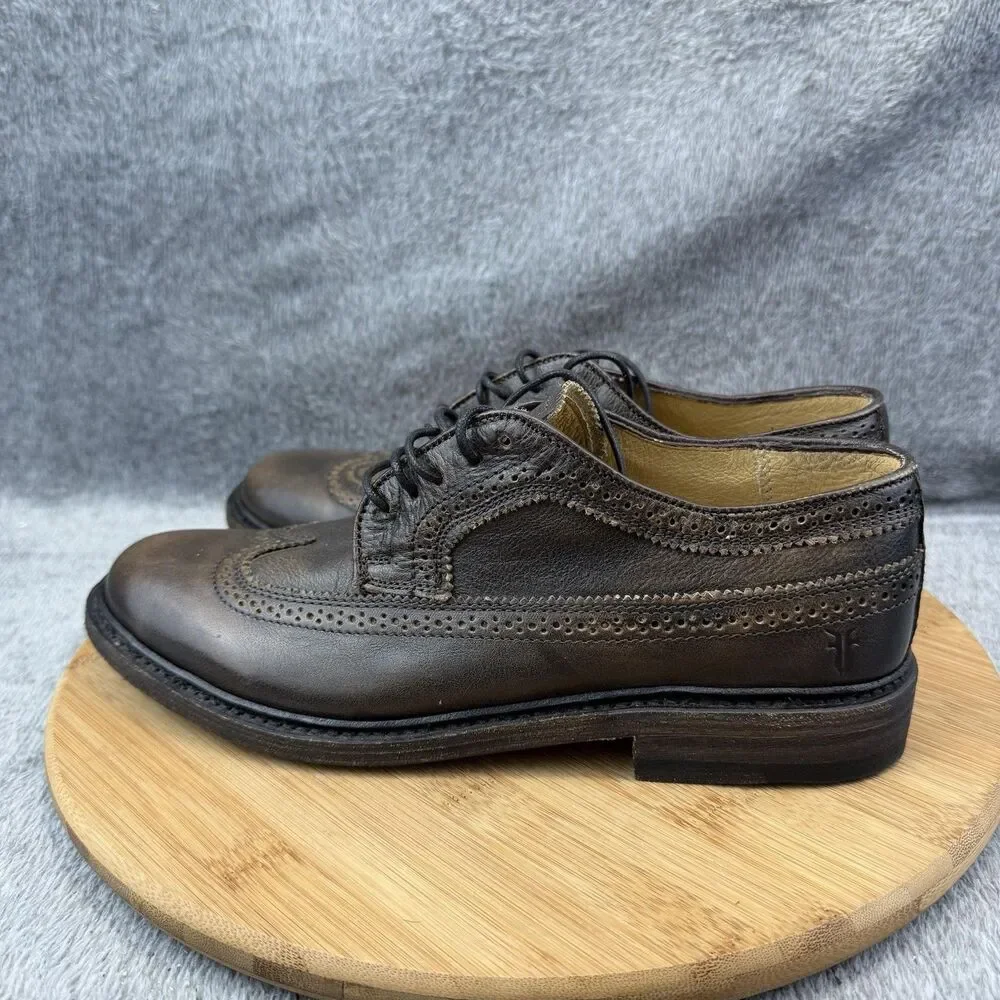 Frye Shoes Mens Size 8.5 B Brown Leather Wingtip Brogue Oxford Dress 4001